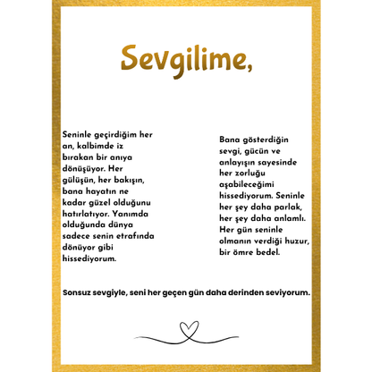 '' Sevgilime '' Kalpten Kalbe Kolye  Duygusal Not + Hediye Kutusu