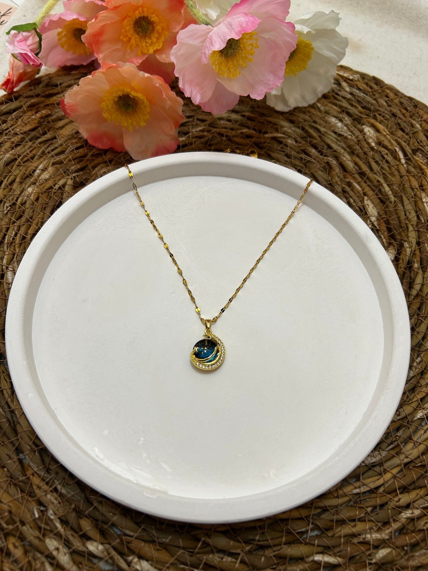 '' Anneme '' Gezegen Taşlı Yıldız Kolye  Duygusal Not + Hediye Kutusu