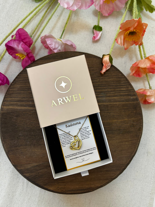 '' Kadınıma '' Kalpten Kalbe Kolye  Duygusal Not + Hediye Kutusu