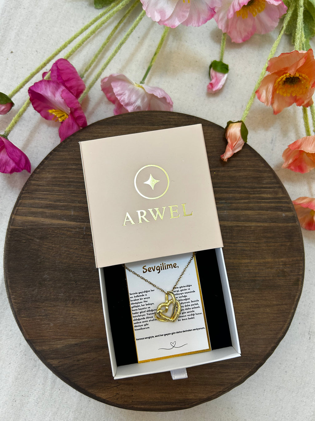 '' Sevgilime '' Kalpten Kalbe Kolye  Duygusal Not + Hediye Kutusu