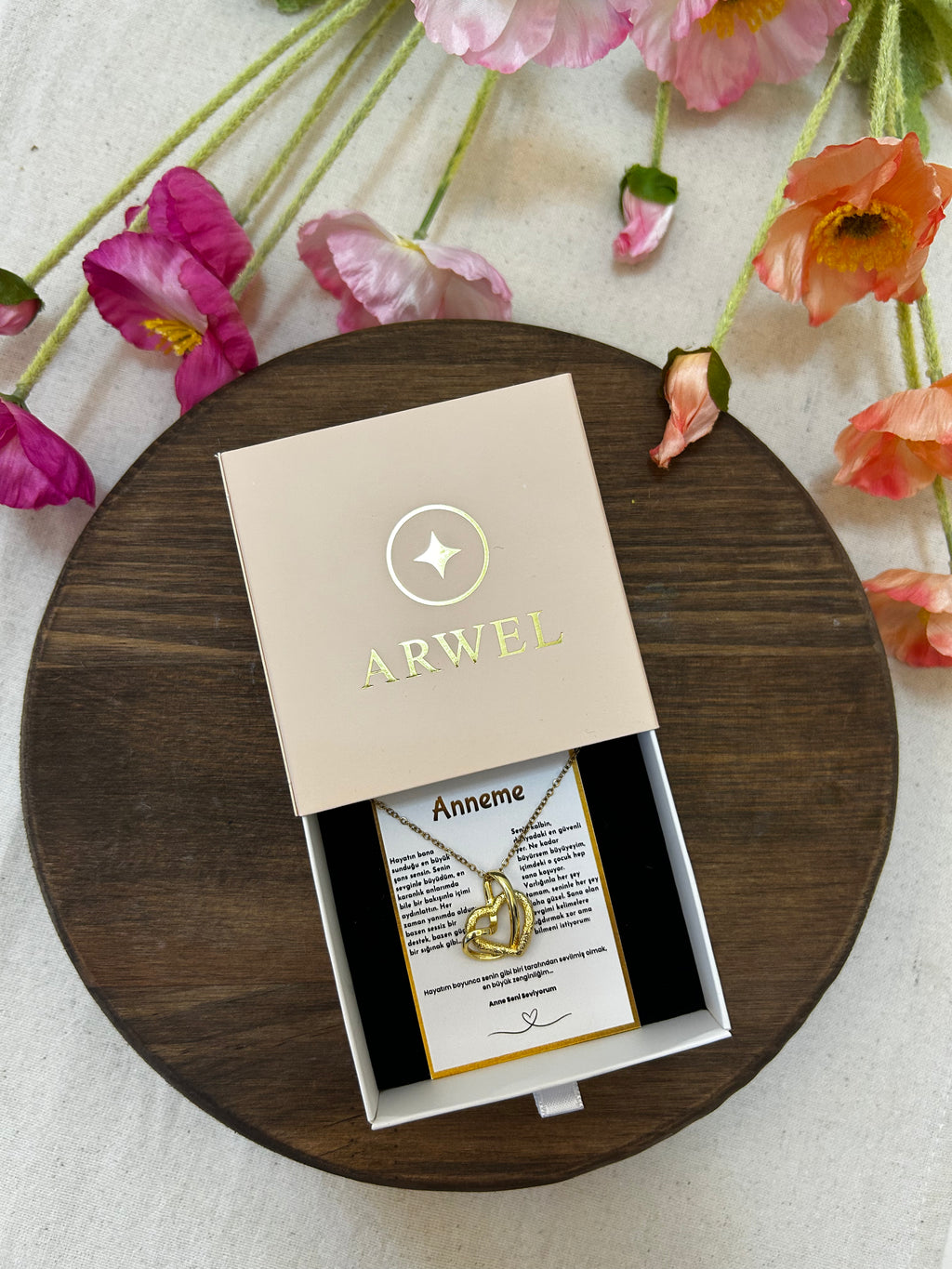 '' Anneme '' Kalpten Kalbe Kolye  Duygusal Not + Hediye Kutusu
