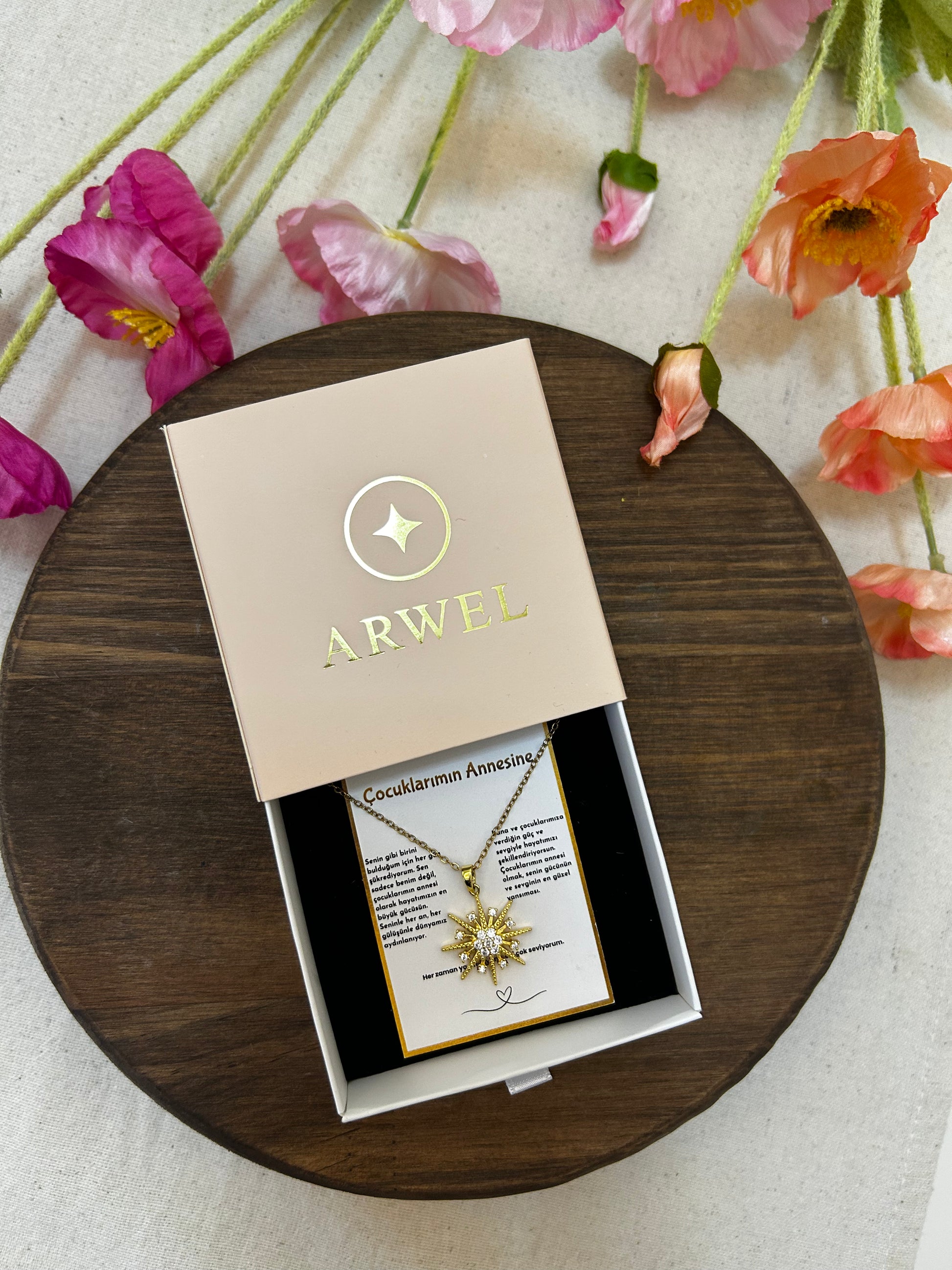 '' Çocuklarımın Annesine '' Kuzey Yıldızı Kolye  Duygusal Not + Hediye Kutusu