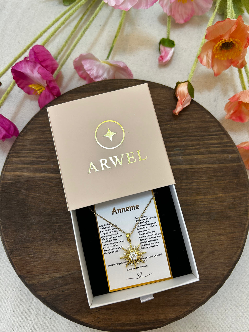 '' Anneme '' Kuzey Yıldızı Kolye  Duygusal Not + Hediye Kutusu