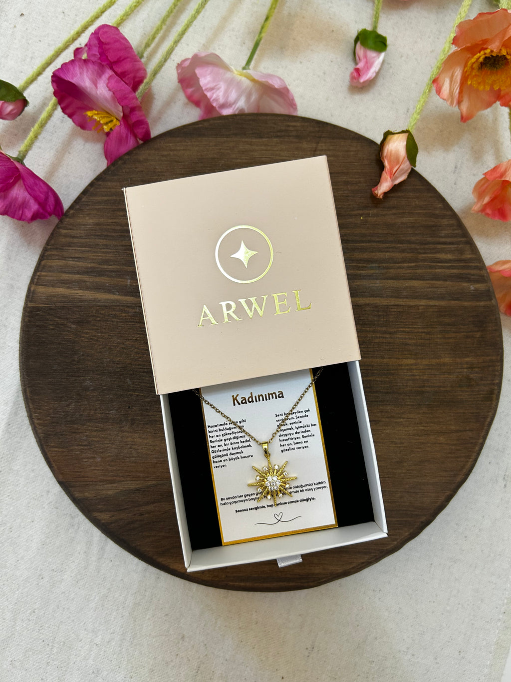 '' Kadınıma '' Kuzey Yıldızı Kolye  Duygusal Not + Hediye Kutusu