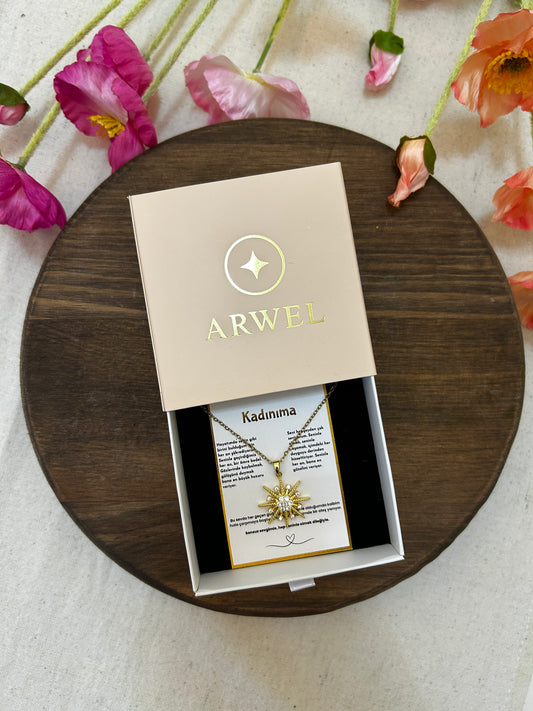 '' Kadınıma '' Kuzey Yıldızı Kolye  Duygusal Not + Hediye Kutusu