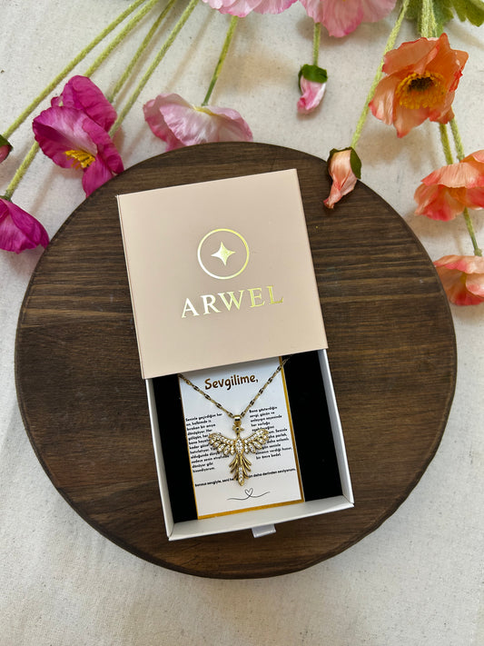 '' Sevgilime '' Anka Kuşu  Kolye  Duygusal Not + Hediye Kutusu